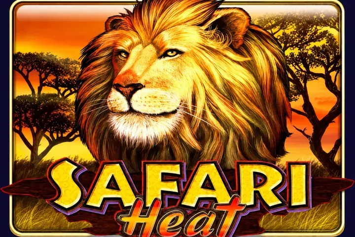 Slot game artwork with a lion and bold lettering
